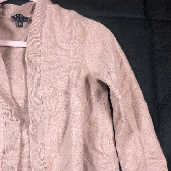 Talbots Womens Sweater Tan Cardigan Open Front Pure Merino Wool Large Petite - Picture 4 of 12